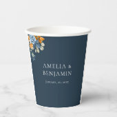 オレン素朴ジテラコッタネイビーブルー結婚ラスト 紙コップ (正面)