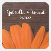 オレン素朴ジデイジーとバーンウッドカントリーウェディング スクエアシール (正面)