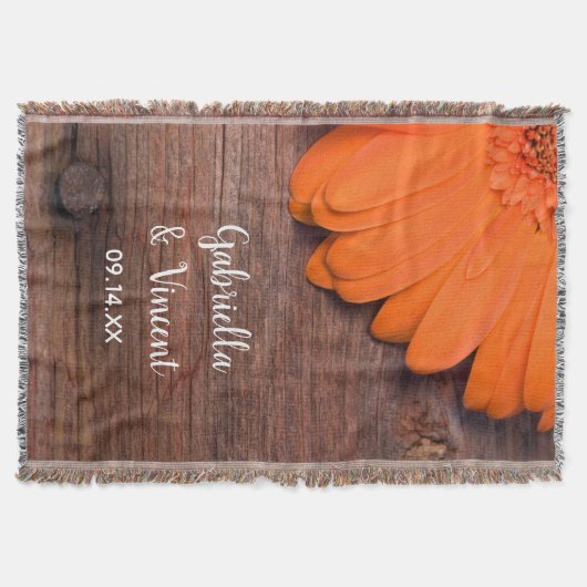 オレン素朴ジデイジーとバーンウッドカントリーウェディング スローブランケット (正面)