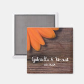 オレン素朴ジデイジーとバーンウッドカントリーウェディング マグネット (正面/裏面)