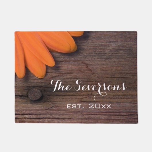 オレン素朴ジデイジーとバーンウッド ドアマット (正面)