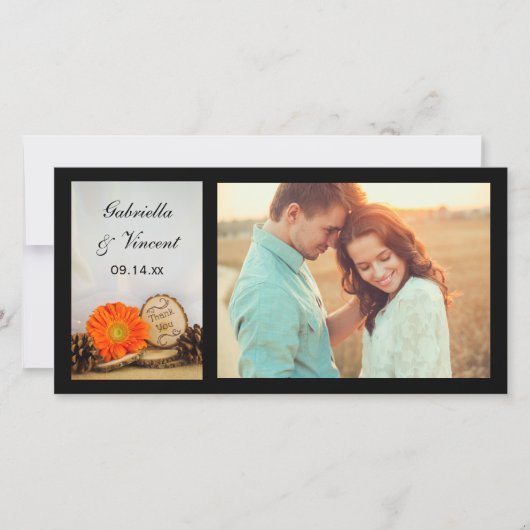 オレン素朴ジデイジーウッドラ結婚ンドありがとう サンキューカード (正面)