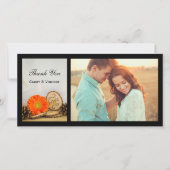 オレン素朴ジデイジーウッドラ結婚ンドありがとう サンキューカード (正面)