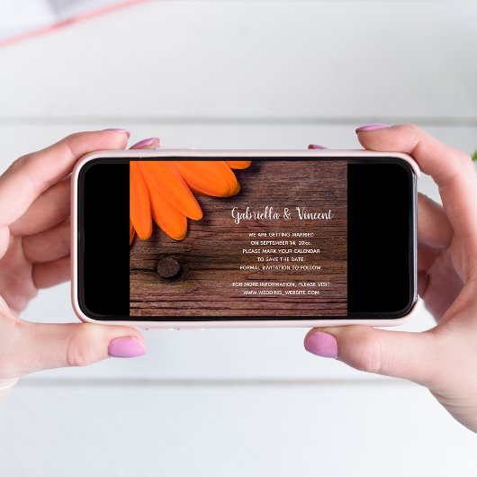 オレン素朴ジデイジーバーンウェディング日付を保存 セーブザデート