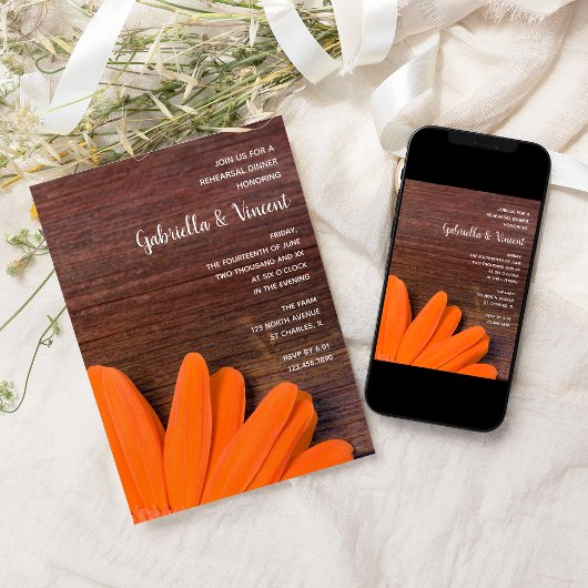 オレン素朴ジデイジーバ結婚ンズリハーサルディナー 招待状