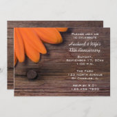 オレン素朴ジデイジー結婚の記念日パーティー 招待状 (正面/裏面)