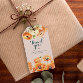 オレン素朴ジピンクガーデンフローラ誕生日パーティー ギフトタグ