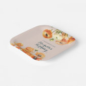 オレン素朴ジピンクガーデンフローラ誕生日パーティー ペーパープレート (傾斜あり)