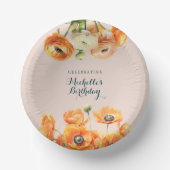 オレン素朴ジピンクガーデンフローラ誕生日パーティー ペーパーボウル (正面)