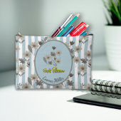 オレン素朴ジフラズイエローストライプ名前をカスタムする アクセサリーポーチ