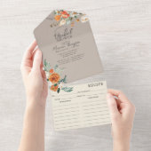 オレン素朴ジフローラトープブライダルシャワー&レシピ オールインワン招待状 (貼ってはがせる)