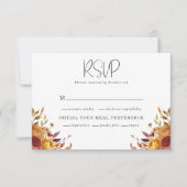 オレン素朴ジブラウン金ゴールド秋フローラ結婚ズ 出欠カード (正面)