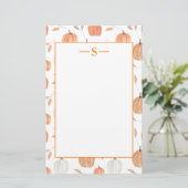 オレン素朴ジホワイトカボチャ紅葉モノグラム 便箋 (スタンド正面)