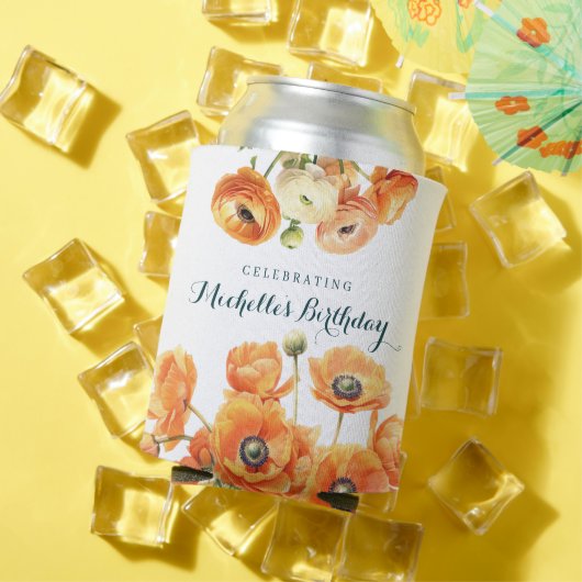 オレン素朴ジホワイトガーデンフローラ誕生日クール 缶クーラー (インサイチュ 夏)