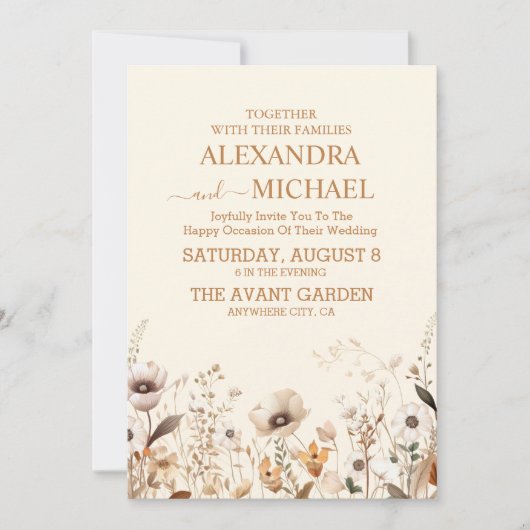 オレン素朴ジボホウォーターカラー赤面結婚ズ 招待状 (正面)