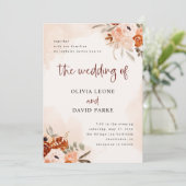 オレン素朴ジボホウォーター色RSVP QRコード結婚s 招待状 (スタンド正面)