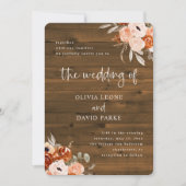 オレン素朴ジボホ |水彩の木材の外観結婚' 招待状 (正面)