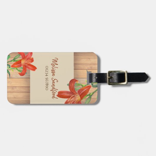 オレン素朴ジリリ植物イラストレーション ラゲッジタグ (正面横)