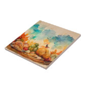 オレン素朴ジヴィンテージ水彩秋カボチャ タイル (側面)