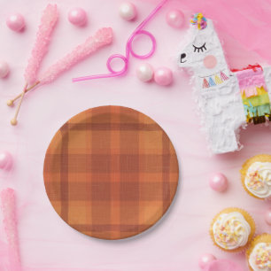 オレン素朴ジ秋秋プレイドタータンチェック ペーパープレート