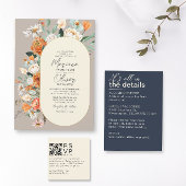 オレン素朴ジ花模様ダブルアーチトープ結婚ズ 招待状