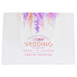 オレン結婚ジのピンクの紫の花が好き感謝していだ ラージペーパーバッグ