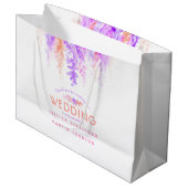 オレン結婚ジのピンクの紫の花が好き感謝していだ ラージペーパーバッグ (正面アングル)