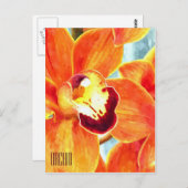 オレン絵を描ジ蘭の縦はがき ポストカード (正面/裏面)
