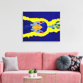 オレン絵画ジの目で孔雀の抽象芸術 キャンバスプリント (インサイチュ (リビング))