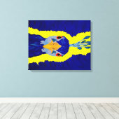 オレン絵画ジの目で孔雀の抽象芸術 キャンバスプリント (インサイチュ (ウッドフロア))