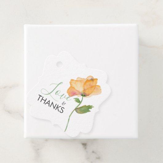 オレン色彩の鮮やかジの花の水彩ポピー フェイバータグ (インサイチュ)