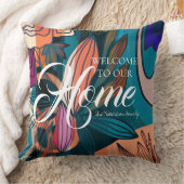 オレン芸術的ジネイビーブルー植物学葉品ウェルカム クッション (ブランケット)