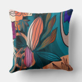 オレン芸術的ジネイビーブルー植物学葉品ウェルカム クッション (裏面)