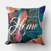 オレン芸術的ジネイビーブルー植物学葉品ウェルカム クッション (正面)