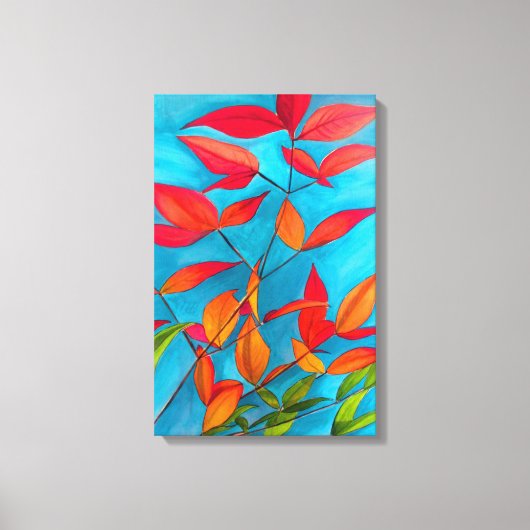 オレン葉ジオリジナル水彩画 キャンバスプリント (正面)
