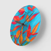 オレン葉ジオリジナル水彩画 ラウンド壁時計 (傾斜)