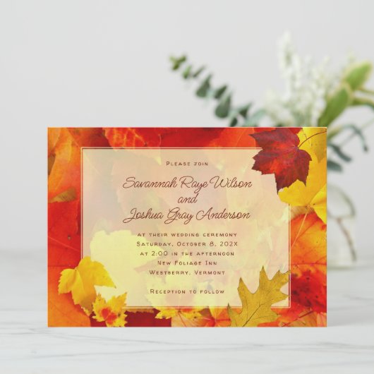 オレン葉ジ秋秋結婚の式典 招待状 (スタンド正面)