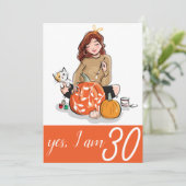 オレン誇りを持ったジレディ猫好き30歳の誕生日 招待状 (スタンド正面)