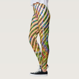 オレン違うジストライプ、カラフルのスクラッチ レギンス
