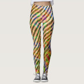 オレン違うジストライプ、カラフルのスクラッチ レギンス (正面)