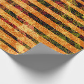 オレン風変わりジストライプとスクラッチ小さな正方形 ラッピングペーパー (角)