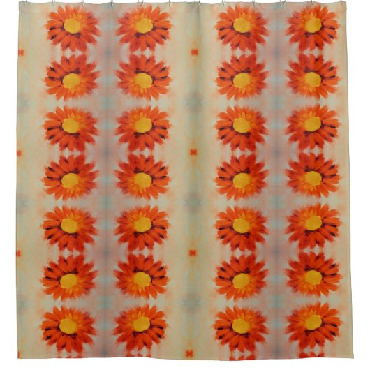 オレン鮮やかジひまわり シャワーカーテン (正面)