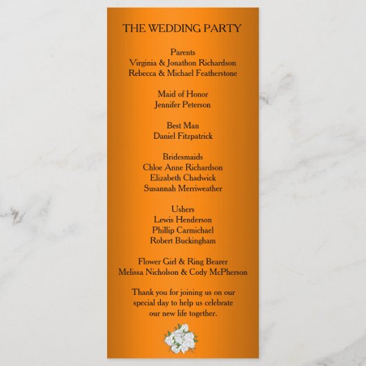 オレン鮮やかジエレガントバラ結婚ズ プログラム (裏面)