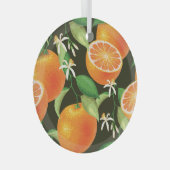 オレン鮮やかジシームレスパターンデザイン ガラスオーナメント (正面右)