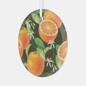 オレン鮮やかジシームレスパターンデザイン ガラスオーナメント (正面左)