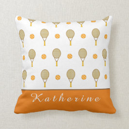 オレン鮮やかジテニスおもしろいパーソナライズされた選手かわいい クッション