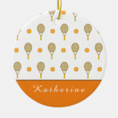 オレン鮮やかジテニスおもしろいパーソナライズされた選手かわいい セラミックオーナメント (正面)