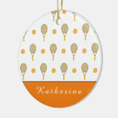 オレン鮮やかジテニスおもしろいパーソナライズされた選手かわいい セラミックオーナメント (左)