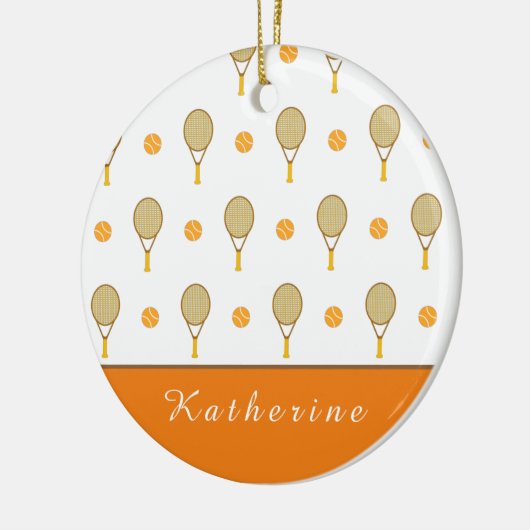 オレン鮮やかジテニスおもしろいパーソナライズされた選手かわいい セラミックオーナメント (左)