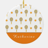 オレン鮮やかジテニスおもしろいパーソナライズされた選手かわいい セラミックオーナメント (裏面)